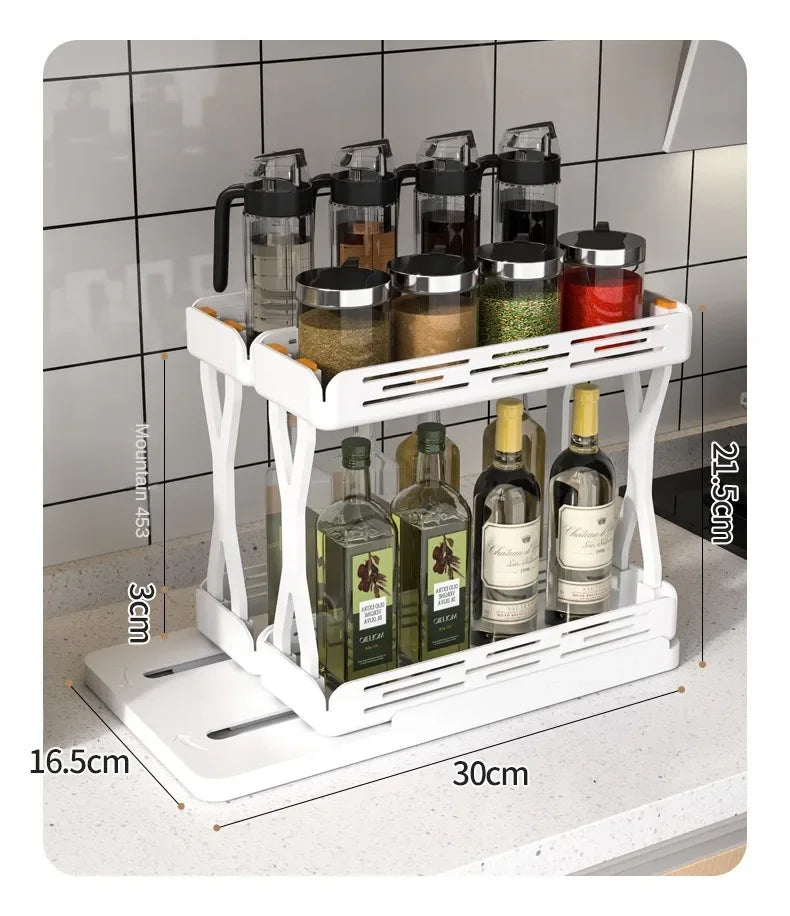 Pull Out Rotating Shelf Spice Bottle Organiser Multi-functional Kitchen Spice Rack Organiser Bathroom Cosmetic Organiser