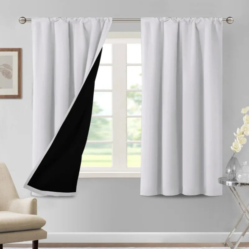 100% Blackout Curtains for Bedroom Thermal Insulated Blackout Curtains 84 Inches Long Rod Pocket Window Drapes