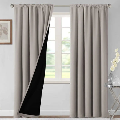 100% Blackout Curtains for Bedroom Thermal Insulated Blackout Curtains 84 Inches Long Rod Pocket Window Drapes