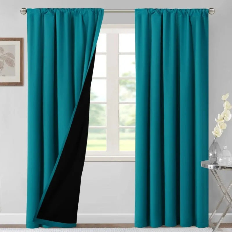 100% Blackout Curtains for Bedroom Thermal Insulated Blackout Curtains 84 Inches Long Rod Pocket Window Drapes