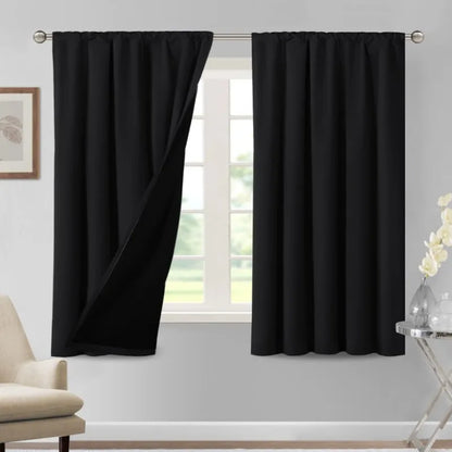 100% Blackout Curtains for Bedroom Thermal Insulated Blackout Curtains 84 Inches Long Rod Pocket Window Drapes