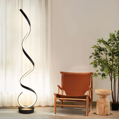 Modern Minimalist Aluminum Alloy Spiral Led Floor Lamp Study Bedroom Bedside Reading Light Living Room Sofa Lighting Decoration