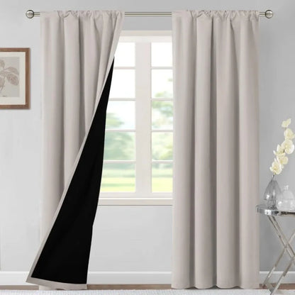 100% Blackout Curtains for Bedroom Thermal Insulated Blackout Curtains 84 Inches Long Rod Pocket Window Drapes