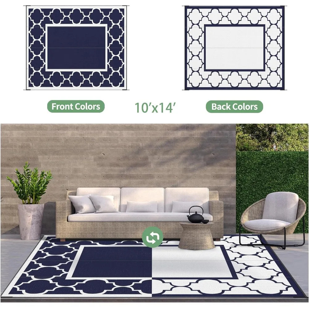 Outdoor Rug Waterproof for Patio, Foldable Reversible Plastic Straw Area Rugs Mat for Rv Decor, Outside Carpet for Camper, Deck