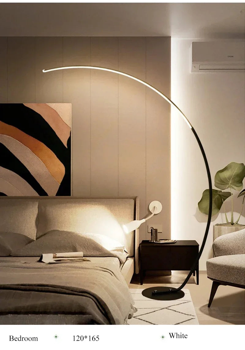 Nordic LED Corner Light Arc RGB Floor Lamps Black White C APP Remote Floor Lights Stand Light for Dining Living Room Decor
