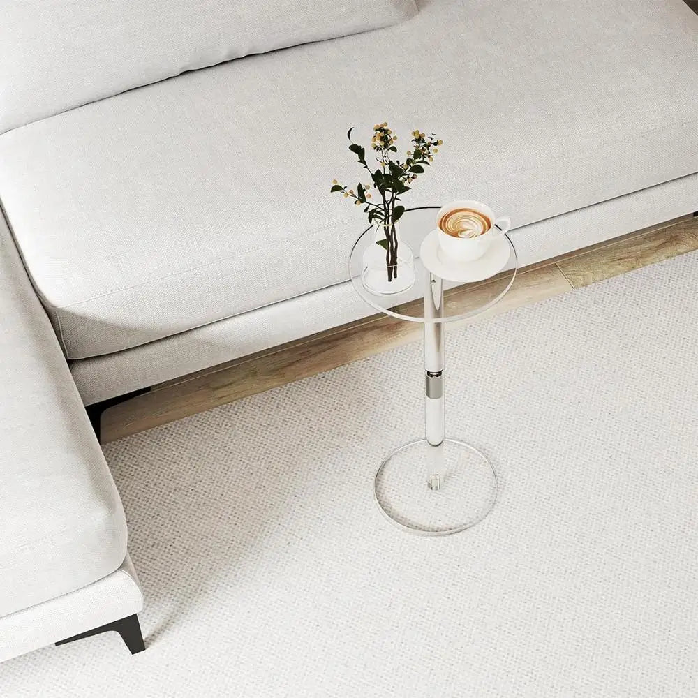 Acrylic Living room kitchen decoration transparent coffee table Modern Simple Drink Table Clear Round End Food Drinks Table