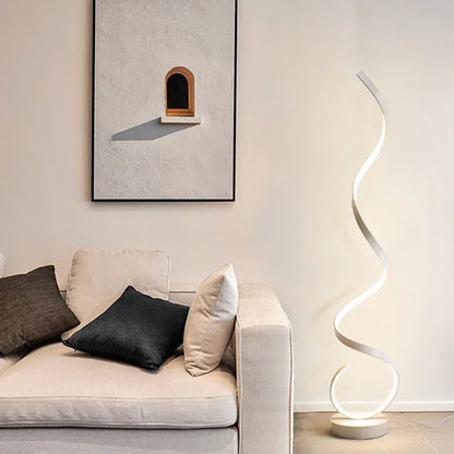 Modern LED Floor Lamp Home Decor Spiral Line Lights Bedroom Living Room Sofa Corner Black White Indoor Vertical Lighting Lustre