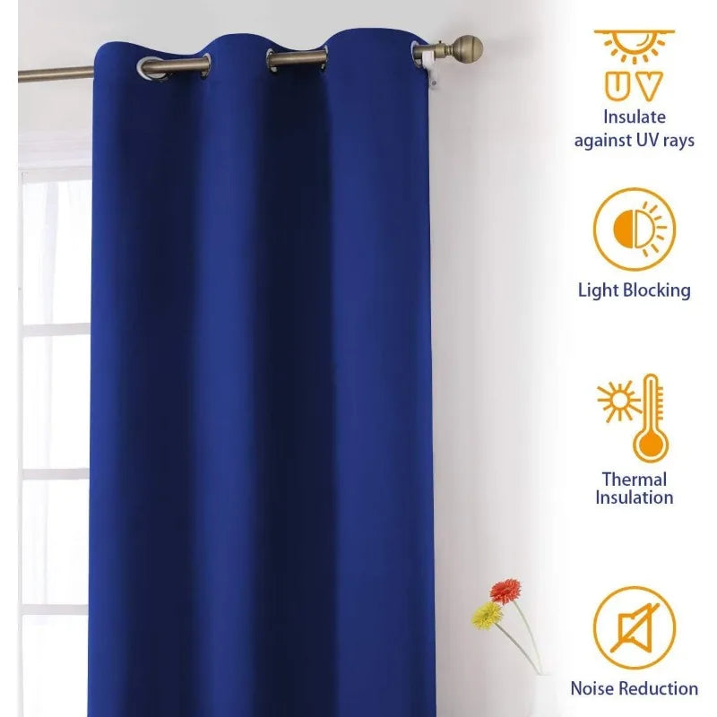 Aqua Blackout Curtains for Bedroom 52 X 84 Inch Length 2 Panels Set Room Darkening Bedroom Curtains