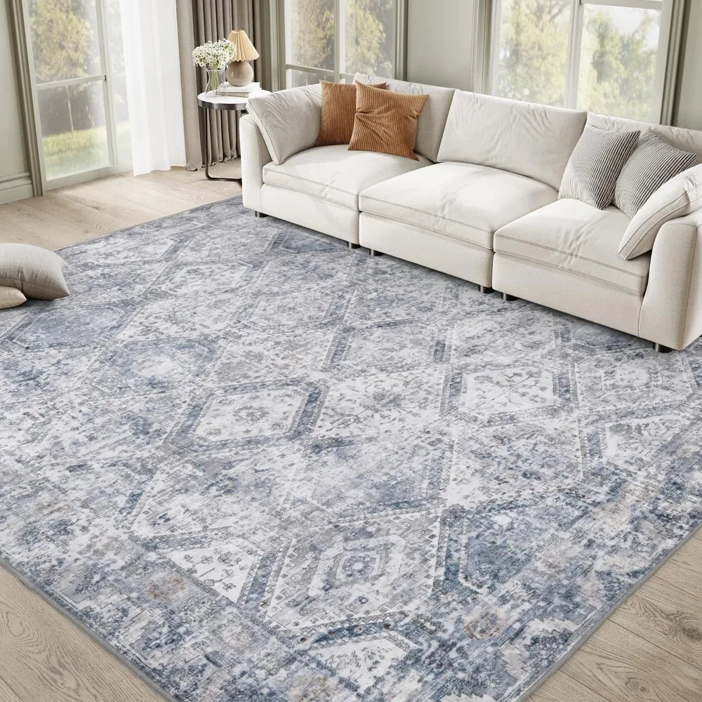 Area Rugs for Living Room, Machine Washable Non Slip Rug Modern Distressed Moroccan Indoor Area Rug Carpet Ultra Soft Rugs