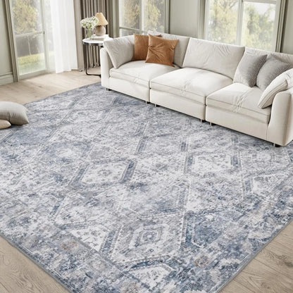 Area Rugs for Living Room, Machine Washable Non Slip Rug Modern Distressed Moroccan Indoor Area Rug Carpet Ultra Soft Rugs