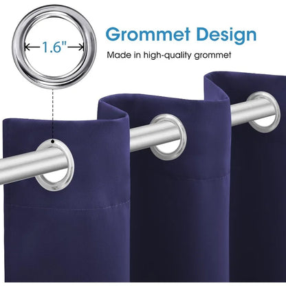 Aqua Blackout Curtains for Bedroom 52 X 84 Inch Length 2 Panels Set Room Darkening Bedroom Curtains
