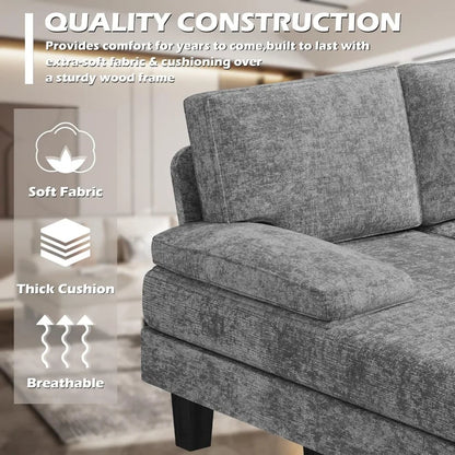 Convertible Sectional Sofa Couch, Modern Chenille Fabric U-Shaped, 4-Seat with Long Chaise for Living Room,
