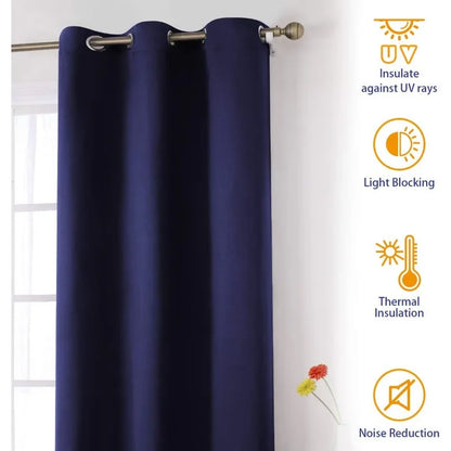 Aqua Blackout Curtains for Bedroom 52 X 84 Inch Length 2 Panels Set Room Darkening Bedroom Curtains