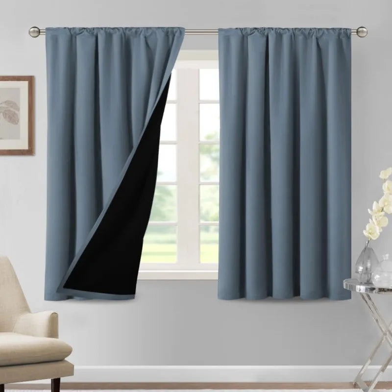 100% Blackout Curtains for Bedroom Thermal Insulated Blackout Curtains 84 Inches Long Rod Pocket Window Drapes