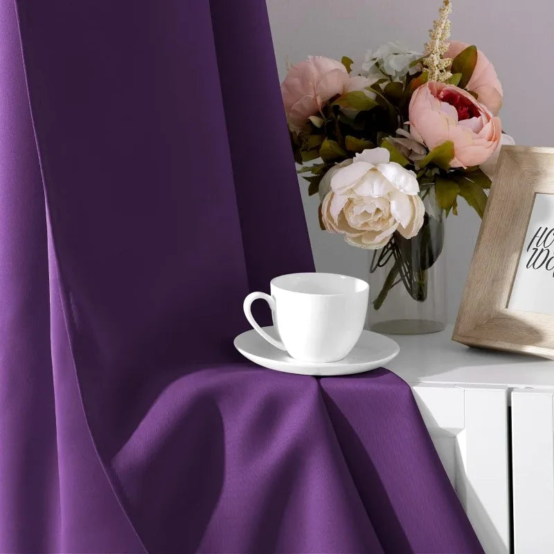Aqua Blackout Curtains for Bedroom 52 X 84 Inch Length 2 Panels Set Room Darkening Bedroom Curtains