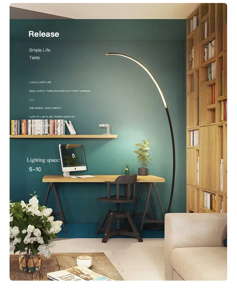 Nordic LED Corner Light Arc RGB Floor Lamps Black White C APP Remote Floor Lights Stand Light for Dining Living Room Decor