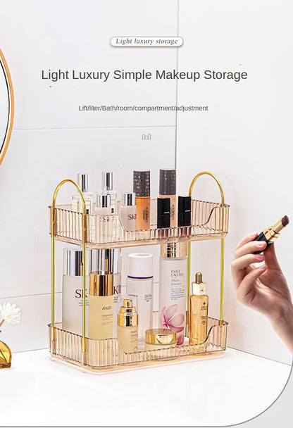 Bathroom storage rack, desktop cosmetics storage box, bathroom metal bedroom decoration, kitchen storage rack