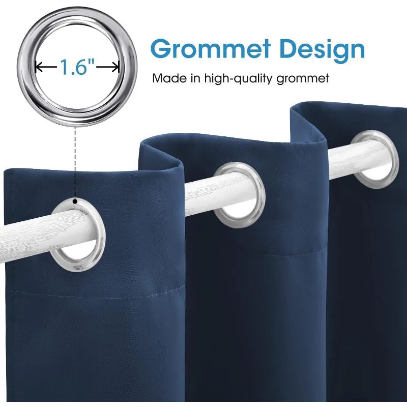 Aqua Blackout Curtains for Bedroom 52 X 84 Inch Length 2 Panels Set Room Darkening Bedroom Curtains