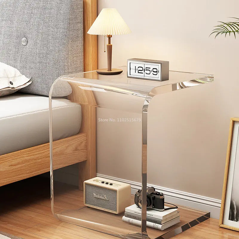 Transparent Acrylic Sofa Side Table Living Room Coffee Table Creative Floor Table With Magazine Rack Bedside Table For Bedroom