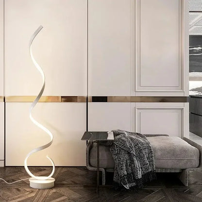 Modern LED Floor Lamp Home Decor Spiral Line Lights Bedroom Living Room Sofa Corner Black White Indoor Vertical Lighting Lustre