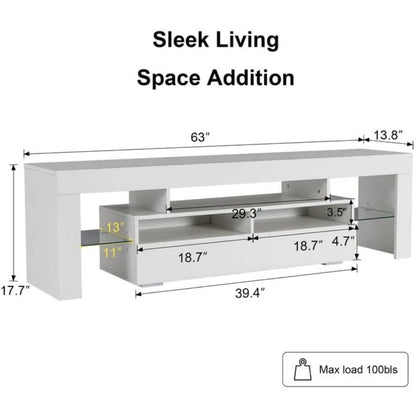 TV Stand for 65 Inch Entertainment Center White TV Stand with 16 Colors RGB Light and Remote  Living Room Bedroom, TV Stand