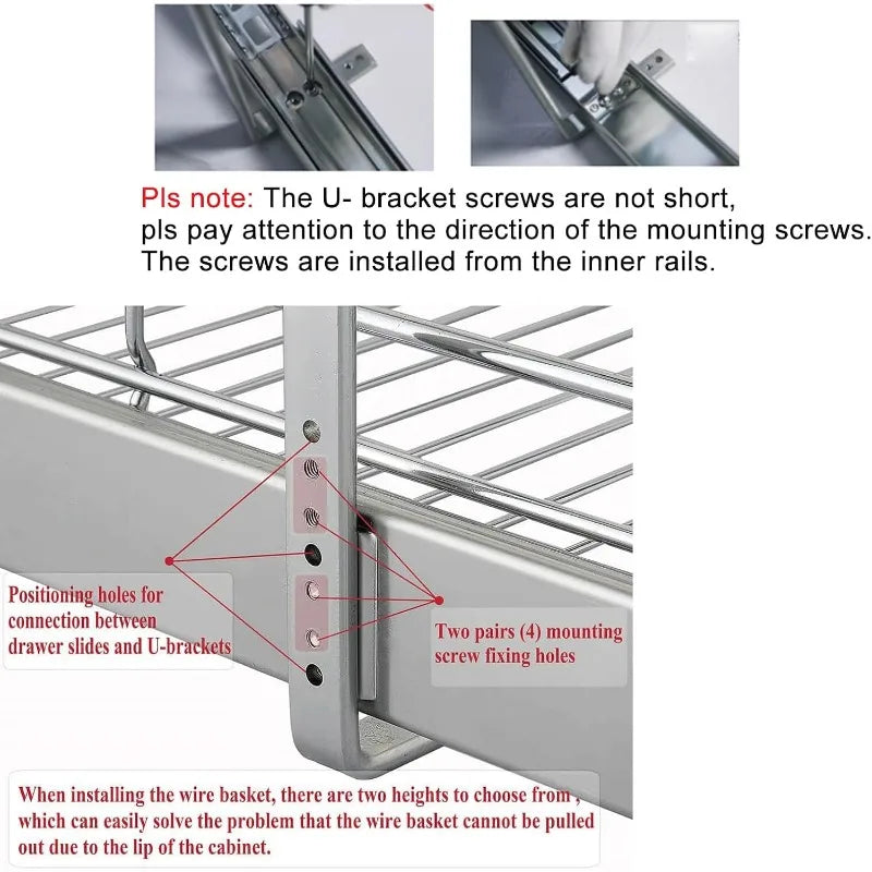 Pull Out Cabinet Organizer, Cabinet Pull Out Shelves, 2 Tier Pull Out Drawers for Kitchen Cabinets,