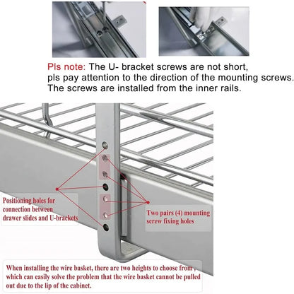 Pull Out Cabinet Organizer, Cabinet Pull Out Shelves, 2 Tier Pull Out Drawers for Kitchen Cabinets,