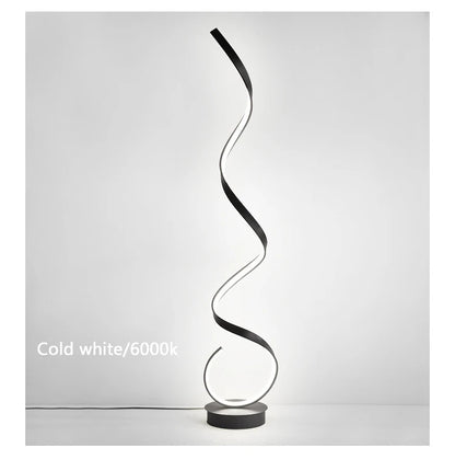 Modern Minimalist Aluminum Alloy Spiral Led Floor Lamp Study Bedroom Bedside Reading Light Living Room Sofa Lighting Decoration