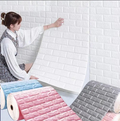 PVC Room Decor DIY Wall Stickers Retro Brick Pattern Wallpaper Renovation Home Decorations 3D 70cmX1m Foam Self-adhesive