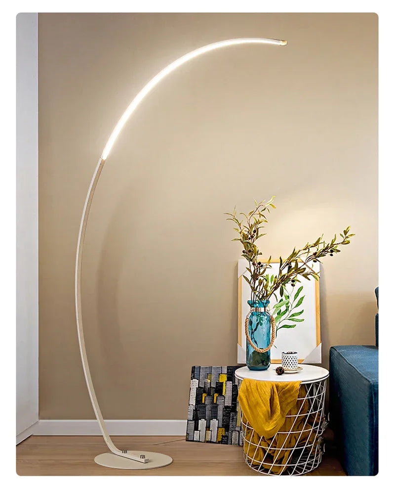 Nordic LED Corner Light Arc RGB Floor Lamps Black White C APP Remote Floor Lights Stand Light for Dining Living Room Decor