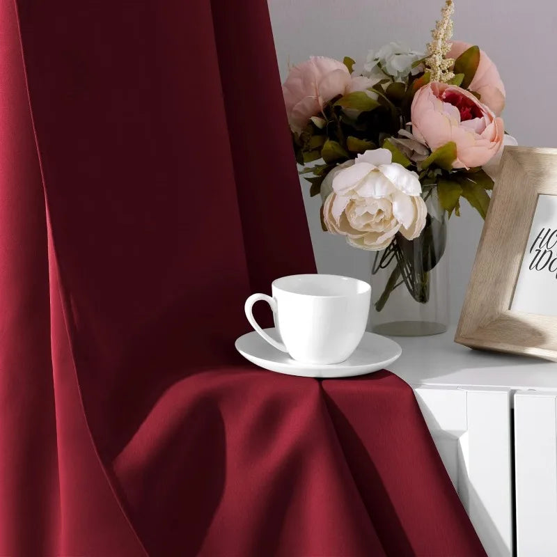Aqua Blackout Curtains for Bedroom 52 X 84 Inch Length 2 Panels Set Room Darkening Bedroom Curtains