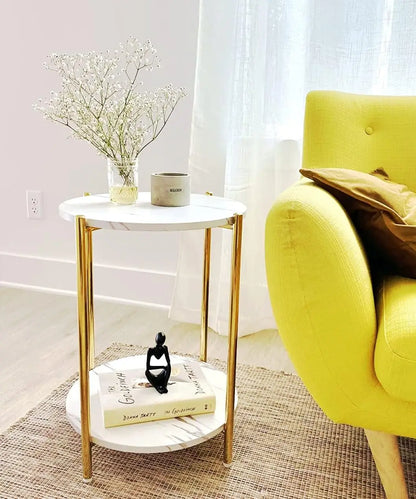 US  Modern Gold Console Table 39" Entryway Table with White Faux Marble Living Room furniture living room marble