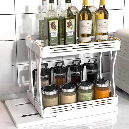 Pull Out Rotating Shelf Spice Bottle Organiser Multi-functional Kitchen Spice Rack Organiser Bathroom Cosmetic Organiser