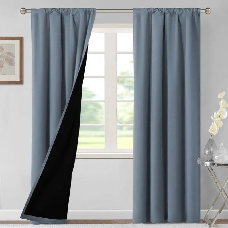 100% Blackout Curtains for Bedroom Thermal Insulated Blackout Curtains 84 Inches Long Rod Pocket Window Drapes