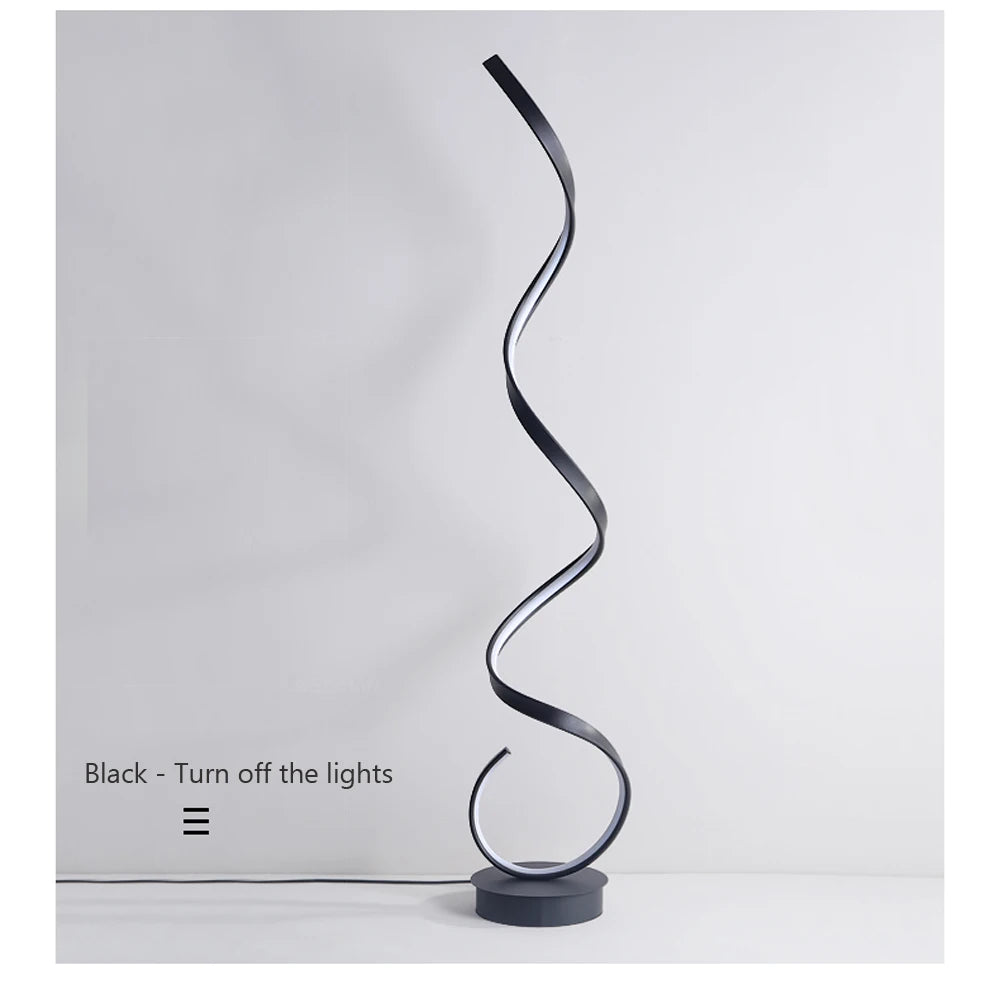 Modern LED Floor Lamp Home Decor Spiral Line Lights Bedroom Living Room Sofa Corner Black White Indoor Vertical Lighting Lustre