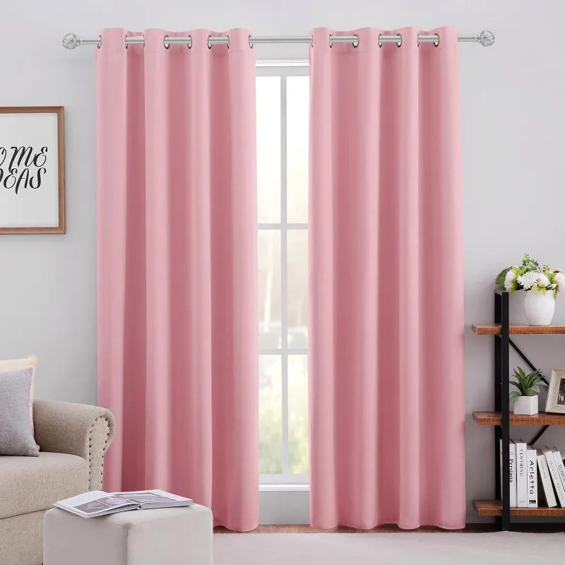 Aqua Blackout Curtains for Bedroom 52 X 84 Inch Length 2 Panels Set Room Darkening Bedroom Curtains