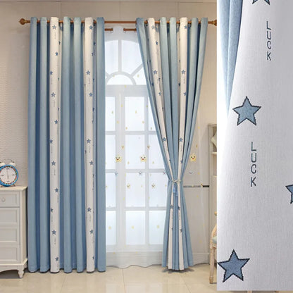 5 AL Full shading princess style bedroom finished jacquard seamless splicing curtain fabric with bay window curtains