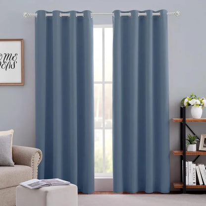 Aqua Blackout Curtains for Bedroom 52 X 84 Inch Length 2 Panels Set Room Darkening Bedroom Curtains