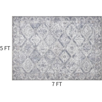 Area Rugs for Living Room, Machine Washable Non Slip Rug Modern Distressed Moroccan Indoor Area Rug Carpet Ultra Soft Rugs