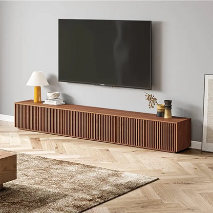 Wood TV Stand, 118” Extra-Large Black Entertainment Center for 100 inch TV, Modern Living Room Media Console with Storage