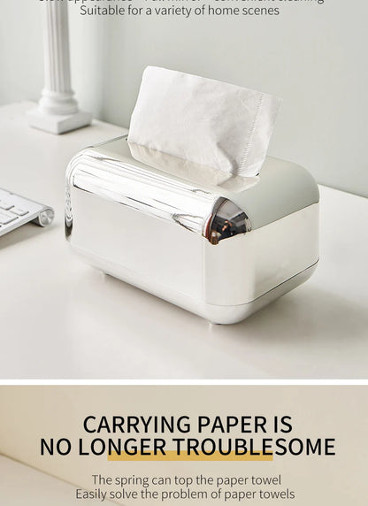 Light Luxury Golden Tissue Box Wipe Case Boxed Tissue Office and Home Storage Box Living Room Desktop Decoration Tissue Box Gift