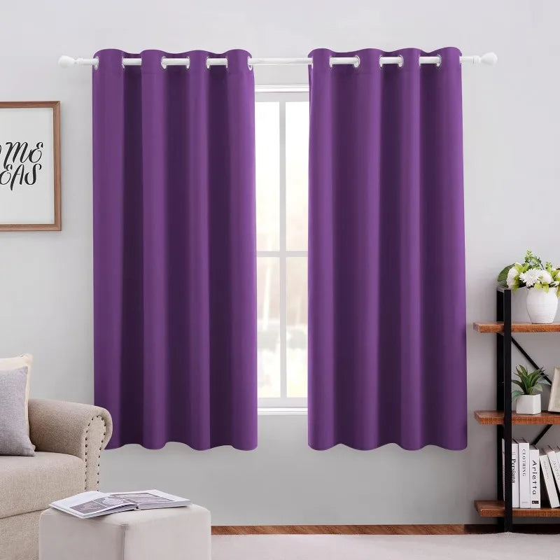 Aqua Blackout Curtains for Bedroom 52 X 84 Inch Length 2 Panels Set Room Darkening Bedroom Curtains