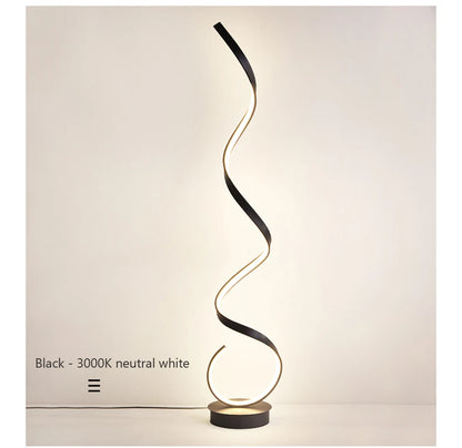 Modern LED Floor Lamp Home Decor Spiral Line Lights Bedroom Living Room Sofa Corner Black White Indoor Vertical Lighting Lustre
