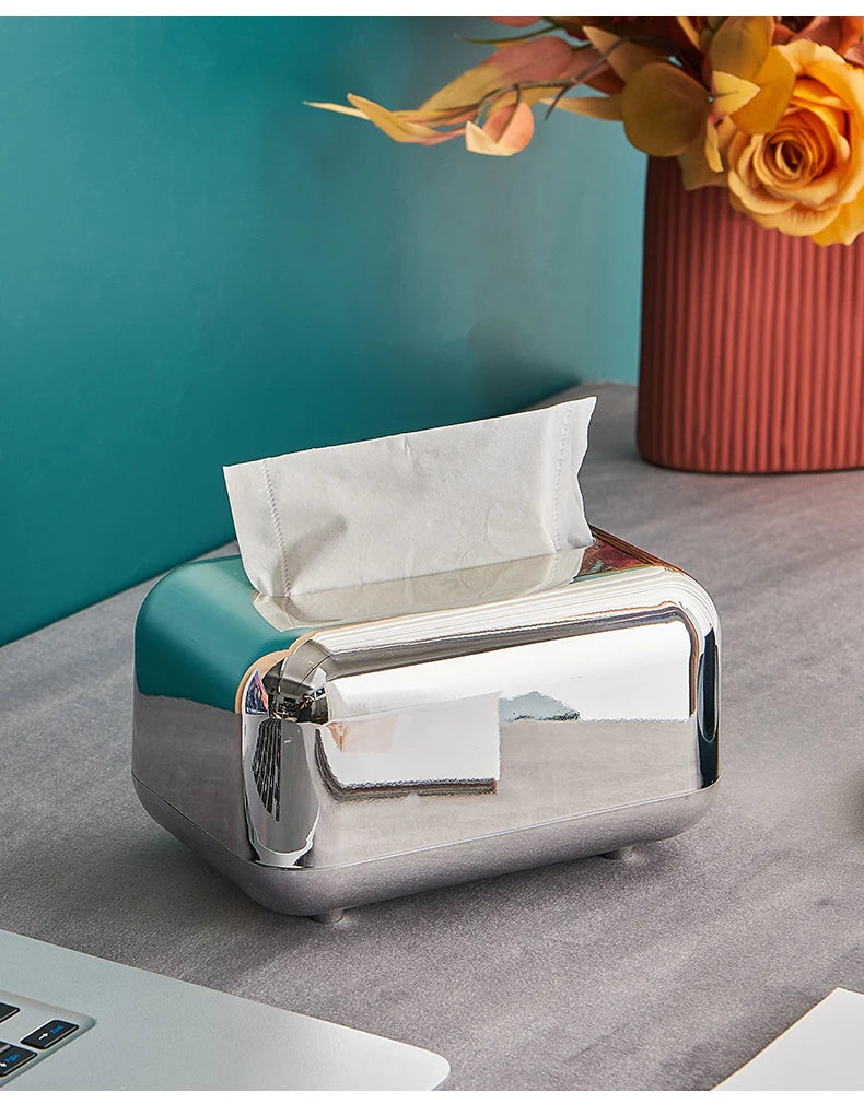 Light Luxury Golden Tissue Box Wipe Case Boxed Tissue Office and Home Storage Box Living Room Desktop Decoration Tissue Box Gift