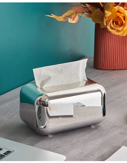 Light Luxury Golden Tissue Box Wipe Case Boxed Tissue Office and Home Storage Box Living Room Desktop Decoration Tissue Box Gift