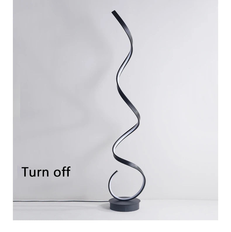 Modern Minimalist Aluminum Alloy Spiral Led Floor Lamp Study Bedroom Bedside Reading Light Living Room Sofa Lighting Decoration