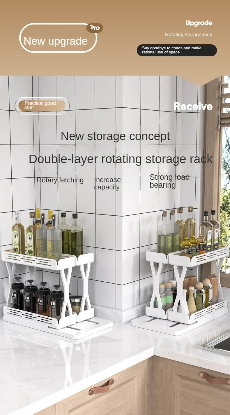 Pull Out Rotating Shelf Spice Bottle Organiser Multi-functional Kitchen Spice Rack Organiser Bathroom Cosmetic Organiser