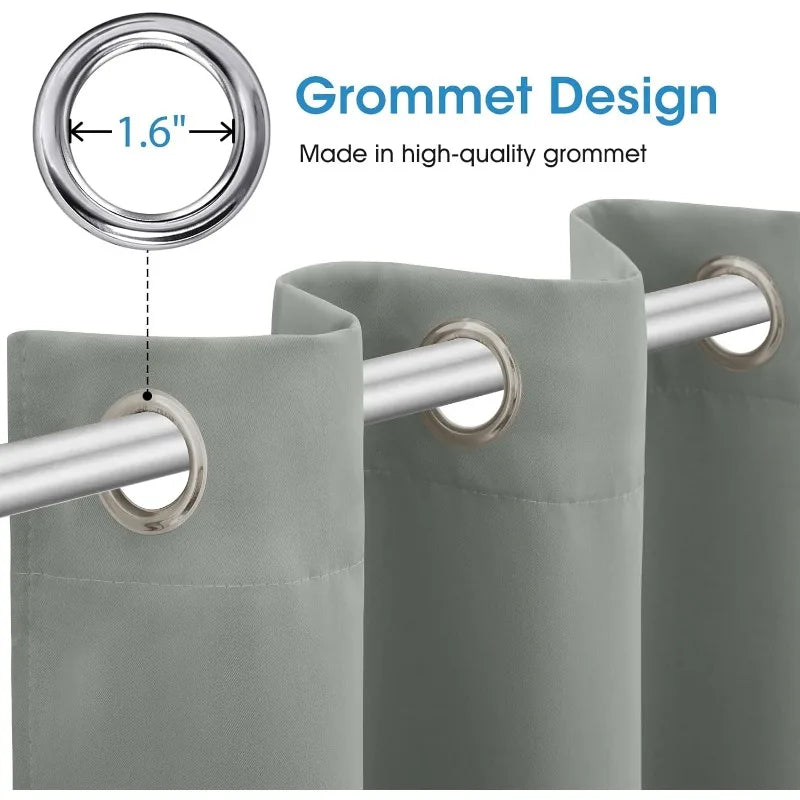 Aqua Blackout Curtains for Bedroom 52 X 84 Inch Length 2 Panels Set Room Darkening Bedroom Curtains