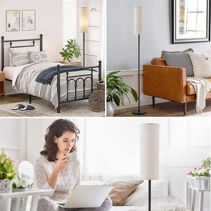 LED Floor Lamp With 3 Color E27 Light Bulb Dimmable Reading Light Linen Lampshade Lamp For Bedroom Living Room Office