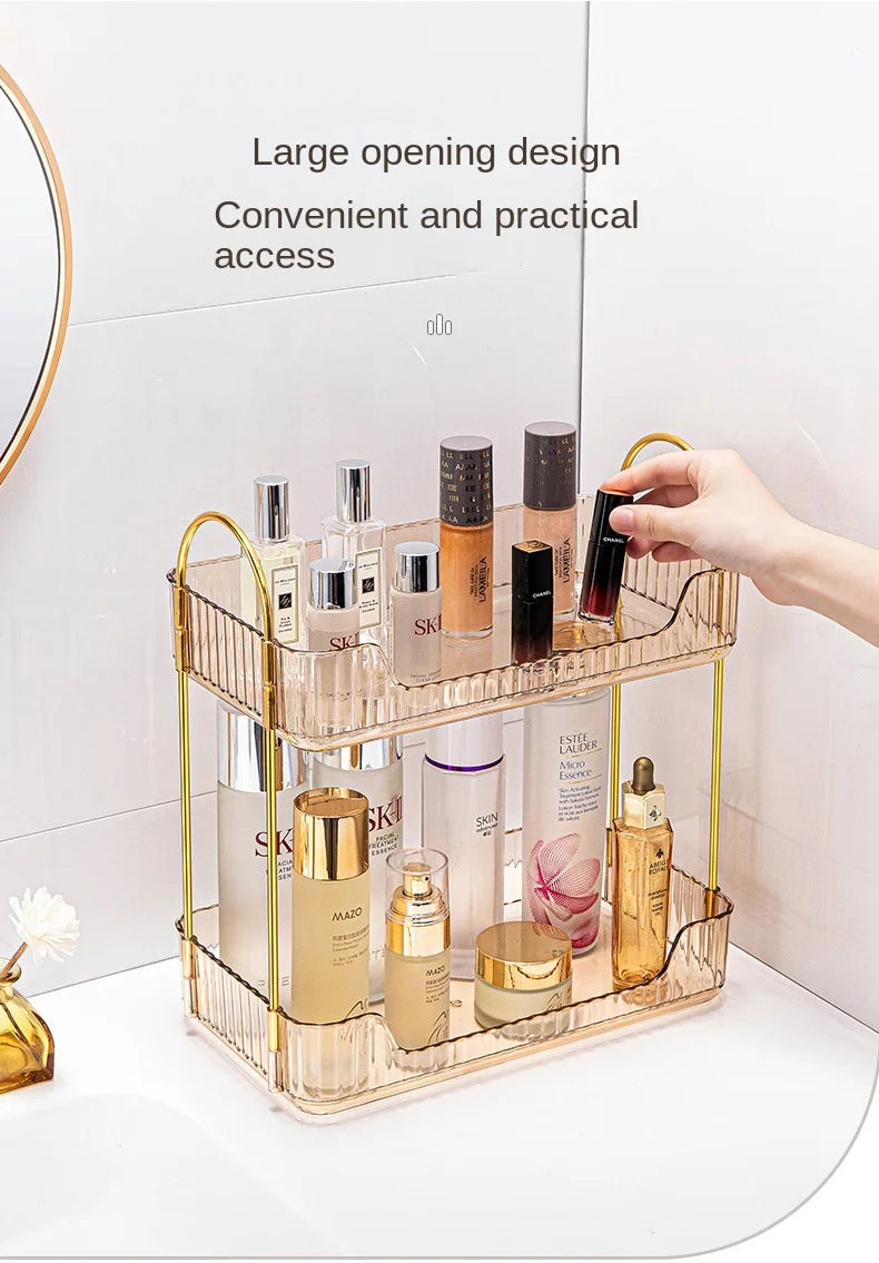 Bathroom storage rack, desktop cosmetics storage box, bathroom metal bedroom decoration, kitchen storage rack